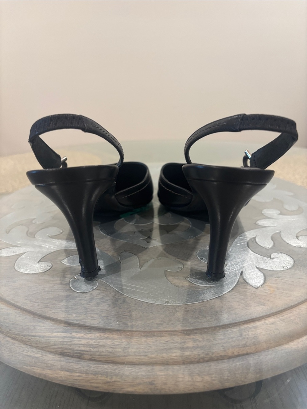 Salvatore Ferragamo Black Leather Pointed Slingback Heels - Picture 5 of 14